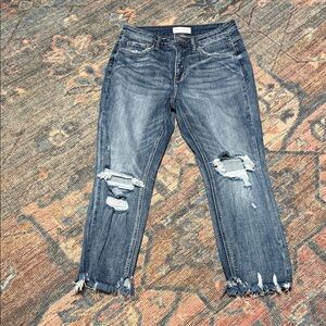 Stylish Distressed Ankle Jeans in Blue